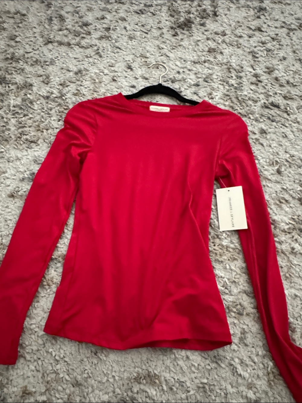 Red Long-Sleeve Crewneck Top